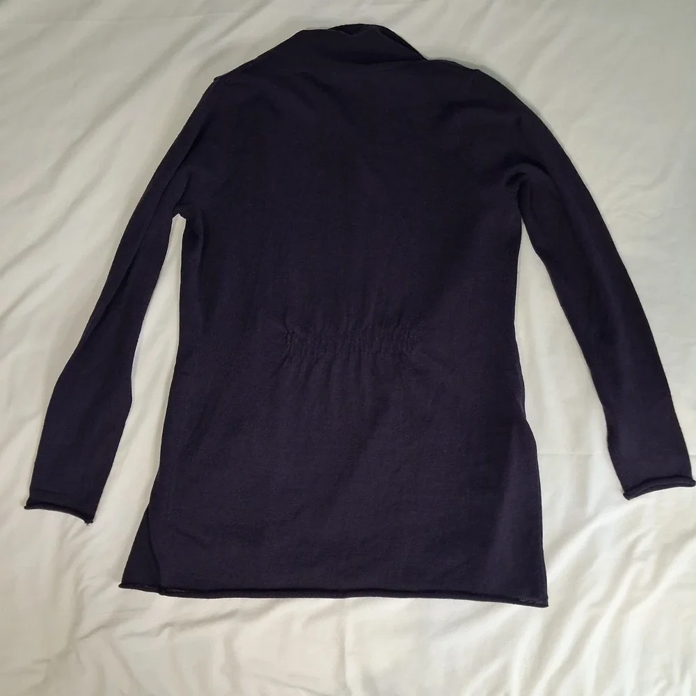 Tweeds Women's Cardigan Medium 100%  Merino Wool‎ Sweater Deep Purple Navy